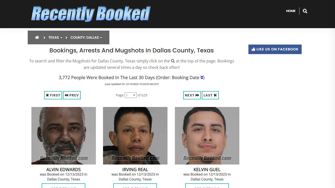 Recent bookings, Arrests, Mugshots in Dallas County, Texas